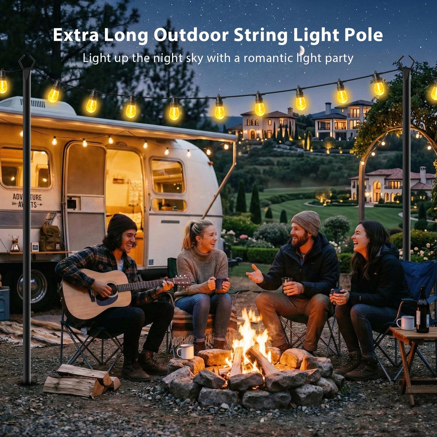 LETIANPAI 8 Pack String Light Poles,10 FT Metal Poles with Fork for Outdoor String Lights,Outdoor Light Poles with Fork,Poles/Post/Stand for Outside