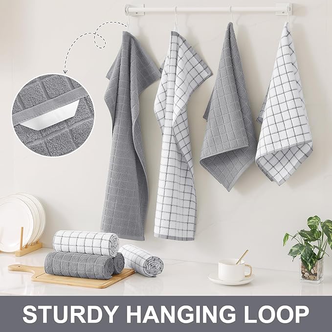 Homaxy Premium Cotton Kitchen Towels 16"x 28", Large Natural Ring Spun 390 GSM