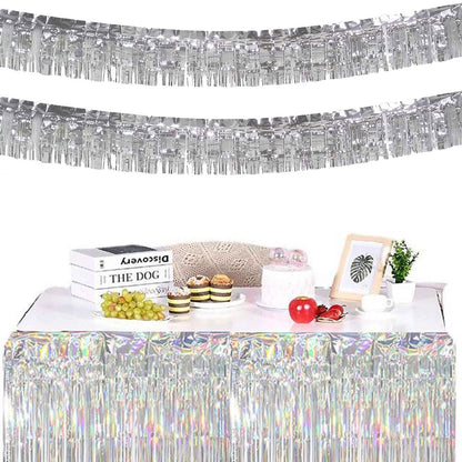 6 Pack Metallic Tinsel Garland - 10 Feet Foil Fringe Banner for Wall Hanging, Parade Floats, Wedding, New Year, Christmas, Birthday (Silver)