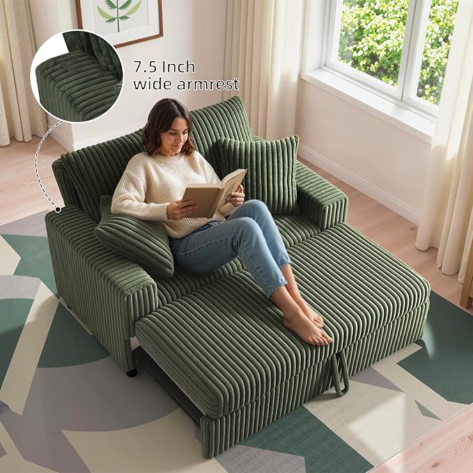 3 in 1 Convertible Sofa Bed，52.8" Pull Out Couch