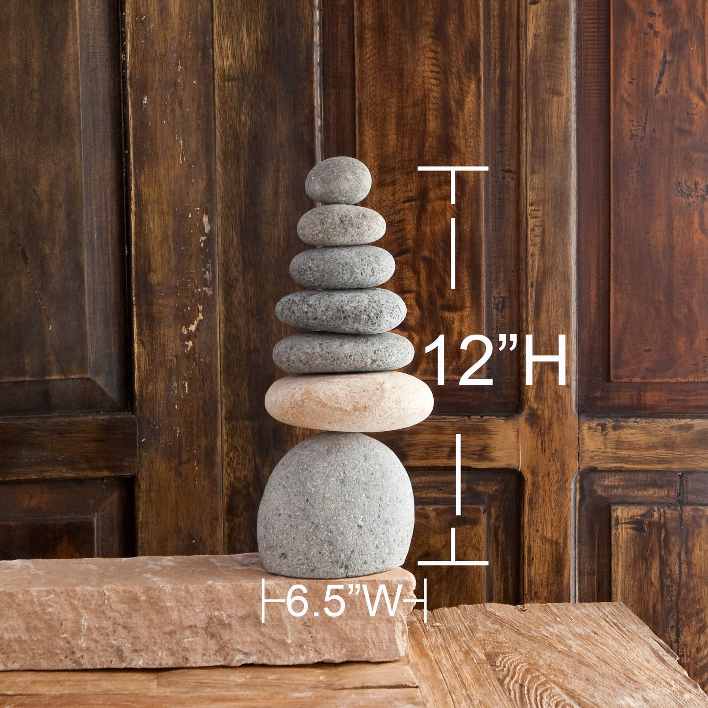 Garden Age Supply Natural River Rocks Stacked Stone Balanced Rock Cairn Sculpture - Zen Stones Meditation Cairn (Septuple)