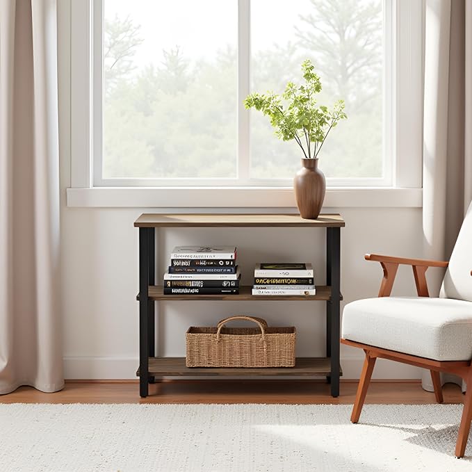 Alaterre Furniture Pomona Living Room 3-Tier Solid Wood Under-Window Bookshelf