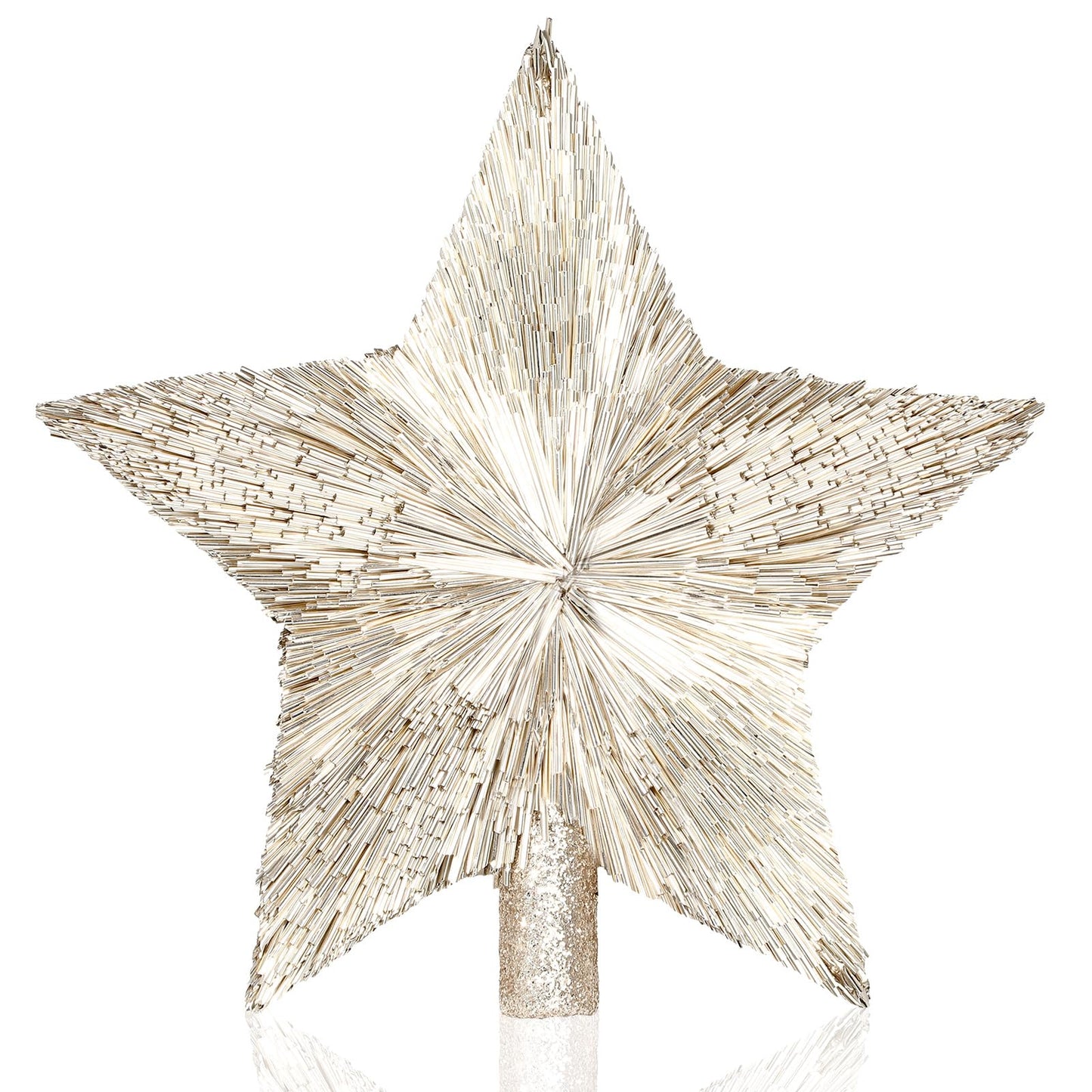 Threehoney 8.3 Inches Christmas Star Tree Topper Glitter Mini Sisal Star for Christmas Small Xmas Tree Top Decoration Ornament for Home Xmas Holiday Gift Decor(Champagne Gold)