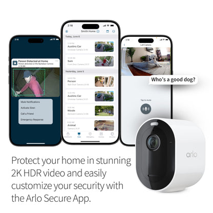 Arlo Pro 5S Spotlight Security Camera 2K HDR | Outdoor | Wireless | Dual-Band Wi-Fi Connects to Strongest Network |12X Zoom, 2-Way Audio, Siren, Color Night Vision,Live Stream(White, 4 Cameras)
