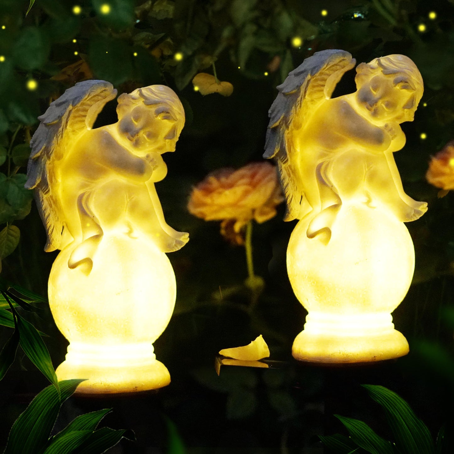 LEAHPENG Solar Angel Garden Lights - Outdoor Decorative Stake Light Waterproof for Yard Patio Pathway Lawn Ornaments Garden Christmas Decorations Angel Gifts