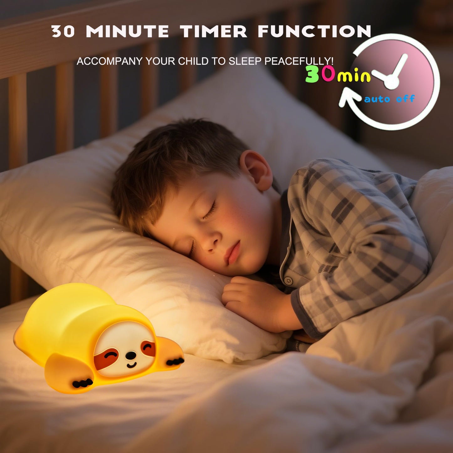 DREAMING MY DREAM Squishy Sloth Night Light,LED Novelty Animal Nightlight,3 Levels Dimmable,30Min Timer Nursery Nightlight for Kids, Bedroom Baby Boys Girls Gifts