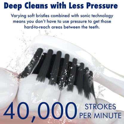 Sonic-FX Solo Electric Toothbrush - 3 Brushing Modes - with Intelligent Auto-Timer, Includes 2 Tooth Brush Heads, and 1 Interdental Head, Rechargeable, Electronic Charging/Storage Base (Black)