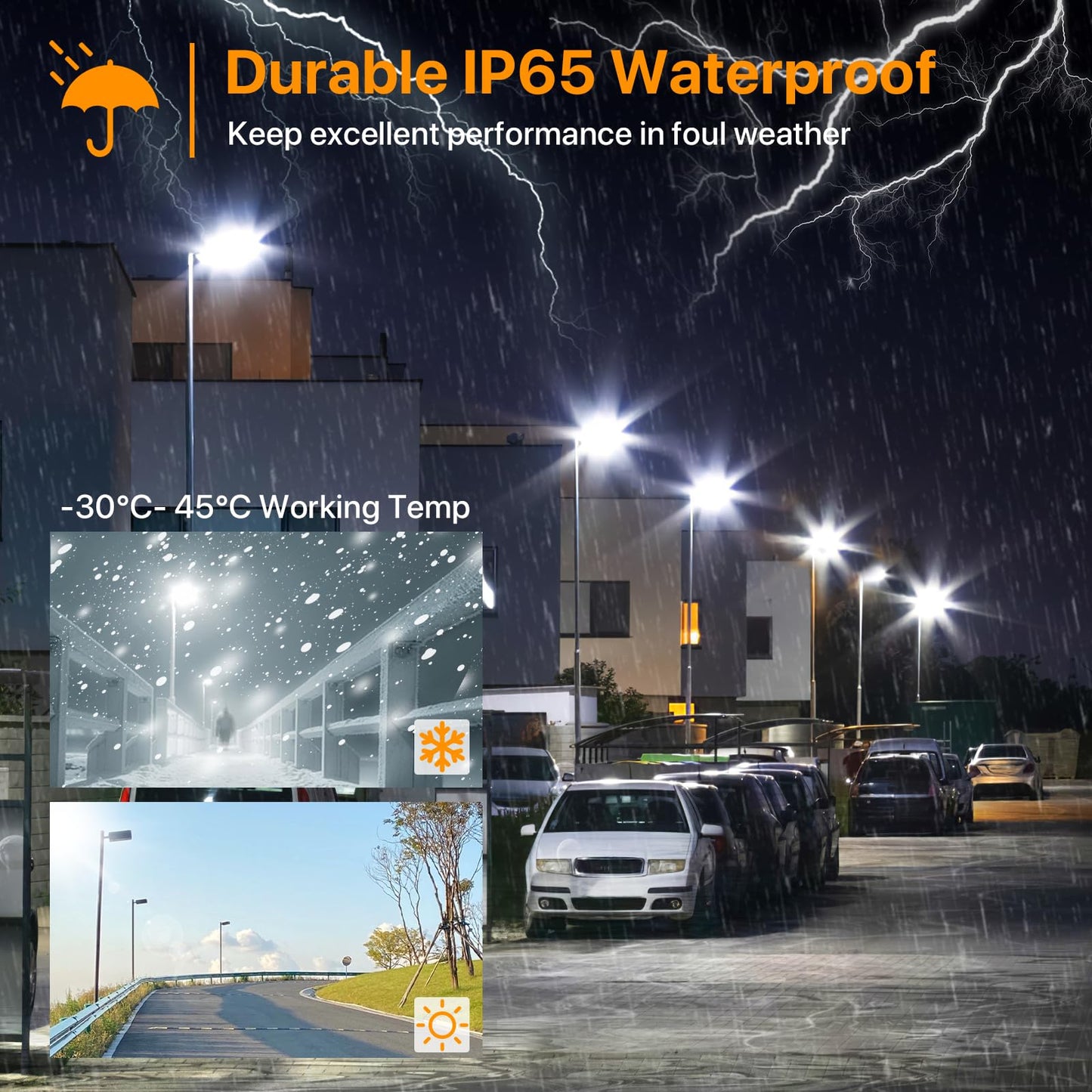 DEMILARE 400W LED Parking Lot Light, 60000LM Pole Lights Outdoor with Dusk to Dawn Photocell 5000K IP65 100-277V, 150LM/W Commercial Lights for Stadium, Roadway
