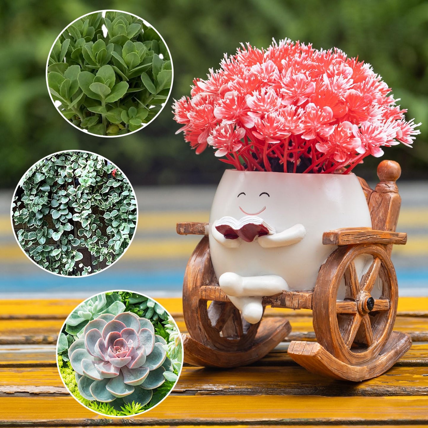MUZZIOU Smiley Face Planter Pots, Cute Rocking Chair Pot for Plants, Funny Flower Pot for Succulents with Drainage Hole Indoor & Outdoor, Gift Ideal for Lover Mother Grandma Friends(Rocking Chair Pot)