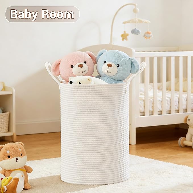 Tall Laundry Basket with Handles, 72L Portable Dirty Clothes Hamper, Boho