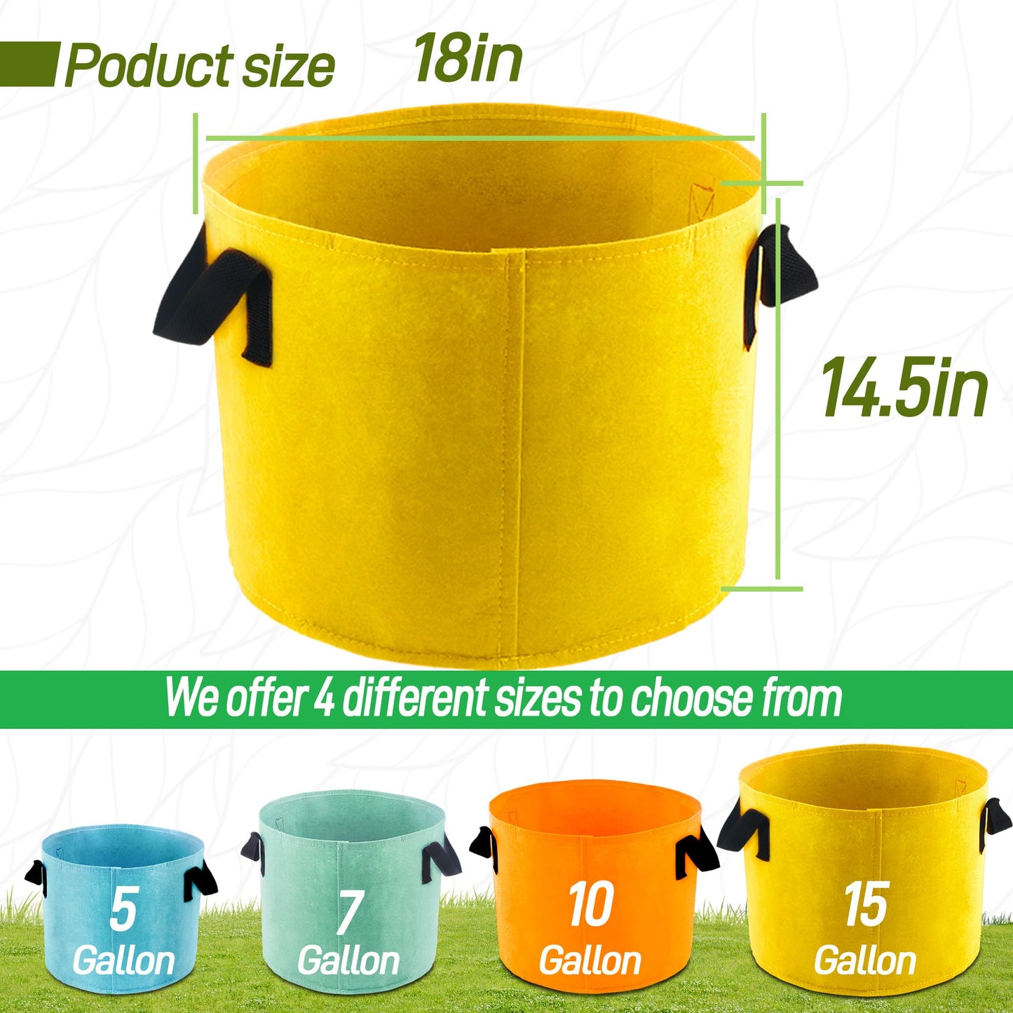 Biotolot 15-Gallon Fabric Grow Bags (7 Pack of Mix Colors) with Handles for Potato Tomato Flower and Vegetables