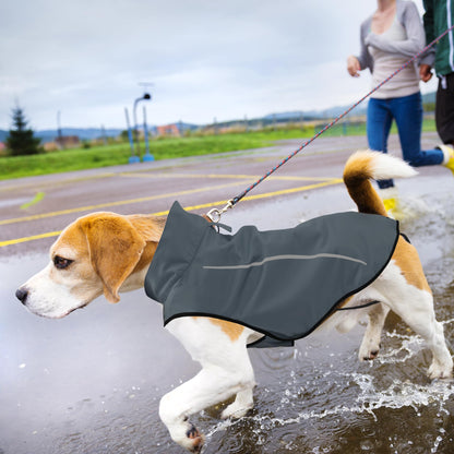 Mile High Life | Dog Raincoat | Adjustable Water Proof Pet Clothes | Lightweight Rain Jacket with Reflective Strip | Easy Step in Closure (M,Gray)