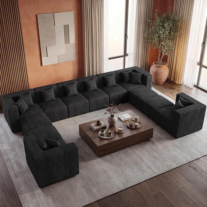 MONVANE Modular Sectional Sofa, Oversized 12 Seat Convertible U Shaped Couch