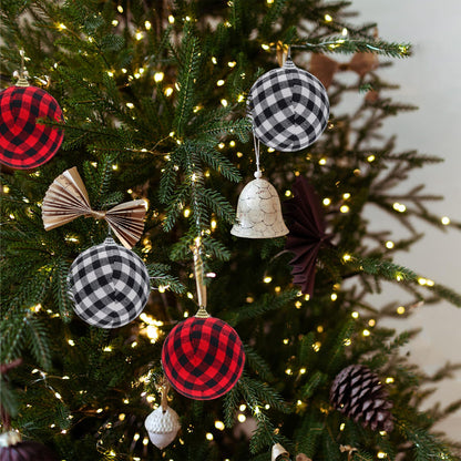 12pcs Christmas Ball Buffalo Plaid 2.4"/60mm Decorative Tree Hanging Ornaments for Party Holiday Decoration