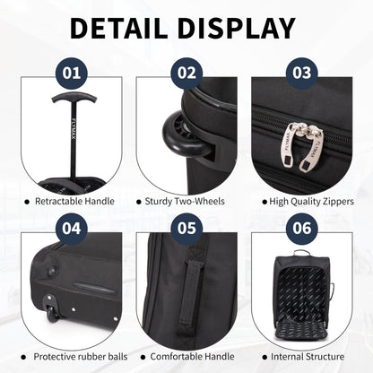 56x45x25 Easyjet Cabin Bag Hand Luggage Approved Cabin Case Lightweight Suitcase Also Approved for BA Jet 2 1.5kg 57L Black
