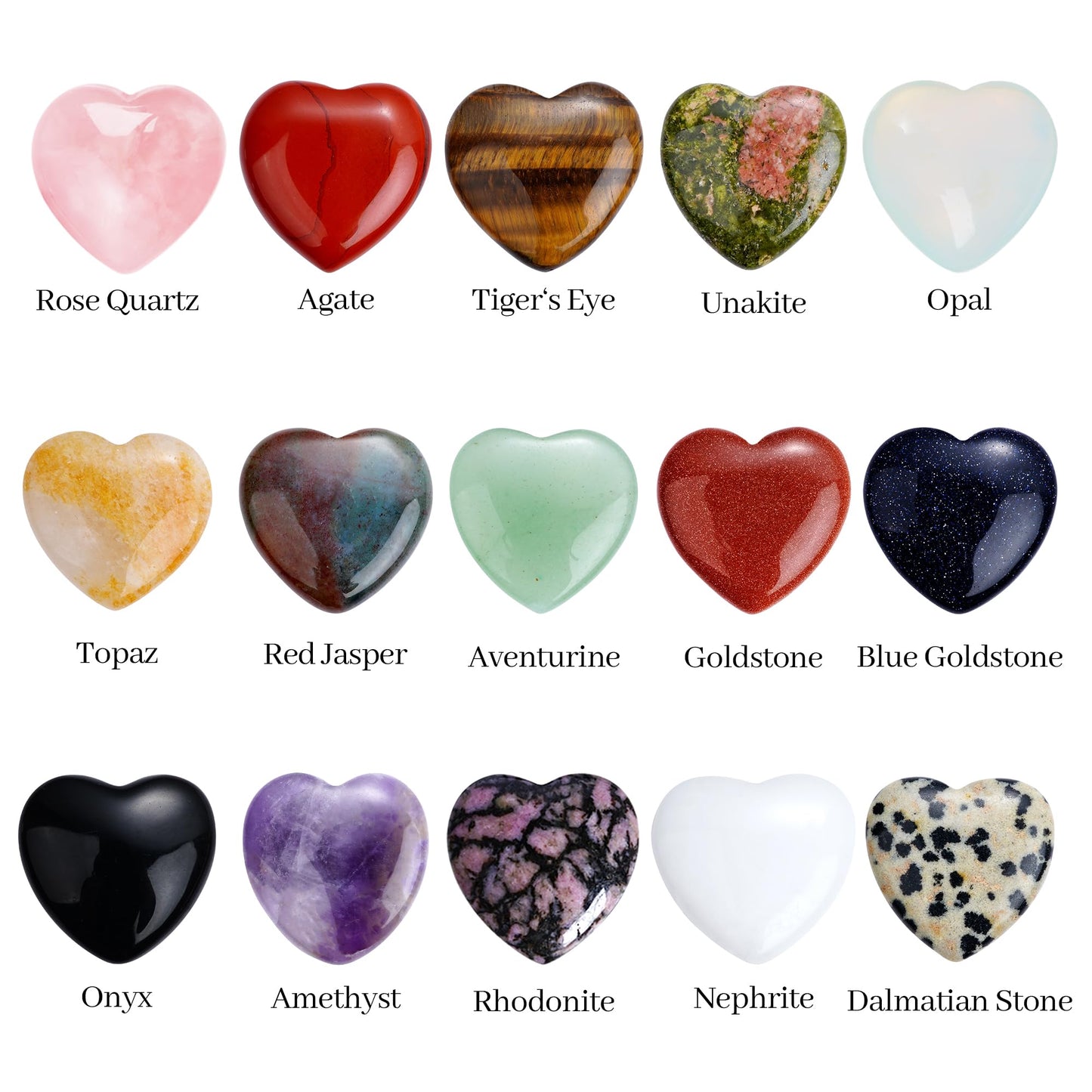 Marrywindix 30 Chakras Stones 0.8 Inch Healing Crystal Natural Heart Love Carved Palm Worry Stone Set Bulk Polished Thumb Gemstones Chakra Reiki Balancing