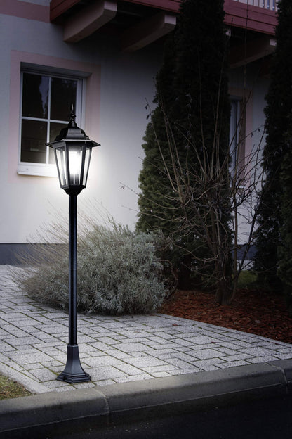 Eglo Laterna 4 Outdoor lamppost, Victorian Style Street lamp, Electric Garden and Driveway Light, cast Aluminium and Glass, Black Lantern, E27 Socket, IP44