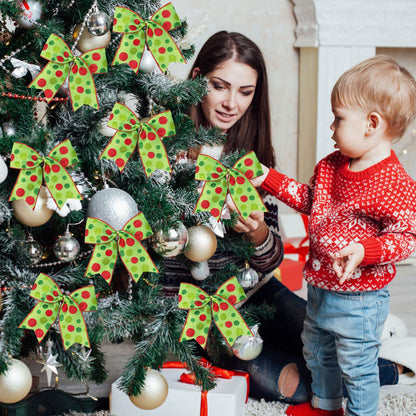 Wninbu 12 Pcs Red Green Christmas Bows,6 Inch Large Christmas Wreaths Bows for Tree Gift Wrapping Garland,Christmas Decoration Holiday Party Crafts Xmas Tree Ribbon Ornaments (Glitter dot-White)