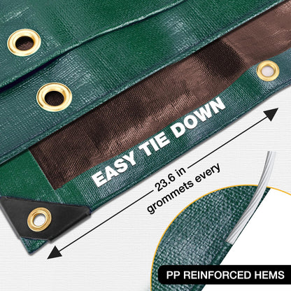 Winpull Tarp 20x25FT, 16 Mil Heavy Duty Waterproof Tarp, Large Multipurpose Cover with Brass Grommets and Reinforced Edges, UV Resistant Thick Poly Tarps for Pool Car Tent Green