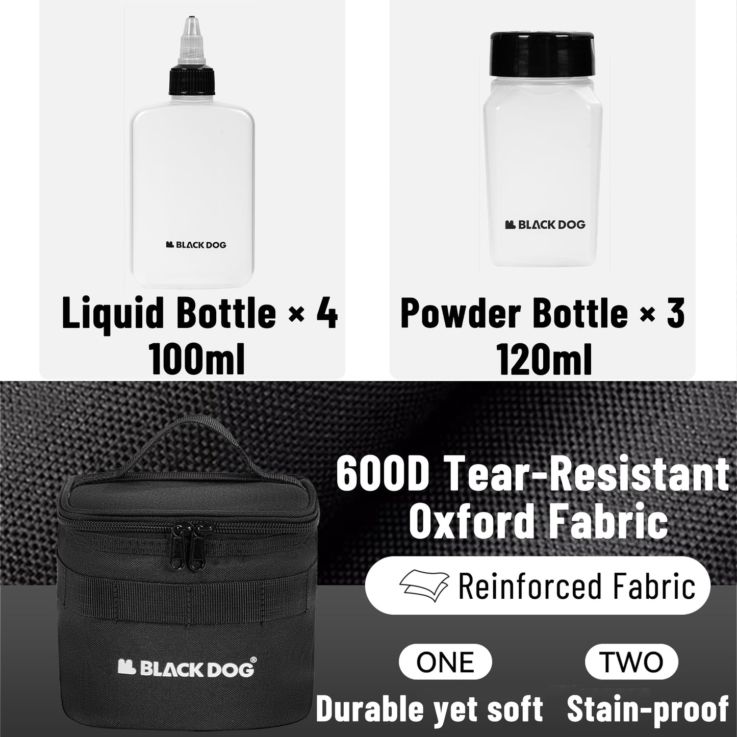 Blackdog Camping Spice Set with 7 Containers, Pepper & Salt Spice Shakers with holes and lids- 7pcs Portable outdoor travel spice kit, Storage Bag for Outdoor Travel Camping BBQ Picnic