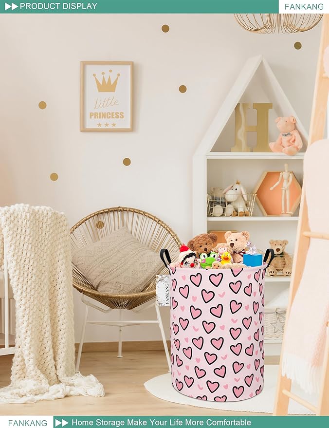 FANKANG Storage Basket, Nursery Hamper Canvas Laundry Basket Foldable