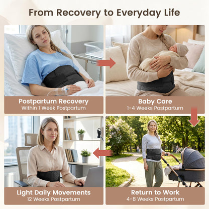 Allaugh Postpartum Belly Band for Women: Abdominal Binder Post Surgery C Section, Soft Fabric Abdominal Wrap for All Day, Comfort Non-Itchy, After Birth Recovery Back Support & Diastasis Recti Repair