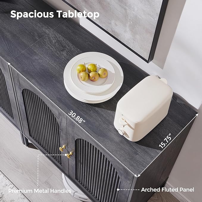 IFBUY Modern Sideboard Buffet Cabinet, 92.63" W Fluted Arched Buffet Cabinet