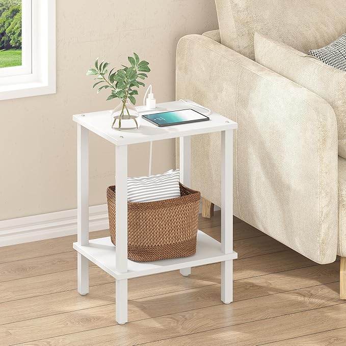 TUTOTAK End Table with Charging Station, Small Side Table with Outlets