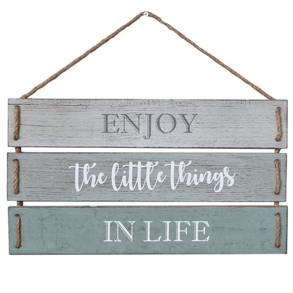 Barnyard Designs Enjoy The Little Things In Life Quote Wall Decor, Decorative Wood Plank Hanging Sign 17” x 10.25”