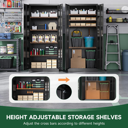 Letaya Metal Garage Storage Cabinets with Lock Door and Adjustable Shelves, Steel Tool Cabinets for Home,Office,Warehouse Organisieren (Black)