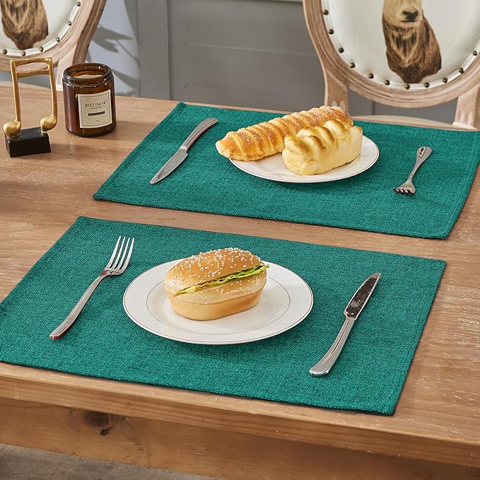BALCONY & FALCON Placemats Set of 6 Faux Linen Cloth Place Mats Washable