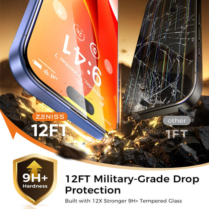 NeverBreak 9H+ Hardness for iPhone 17 Pro Max Screen Protector 12FT Military Grade Protection (Scratch, Shatter, Drop Resistance) Tempered Glass Full Edge Coverage 6.9", 2 Pack with De-Bubble Card