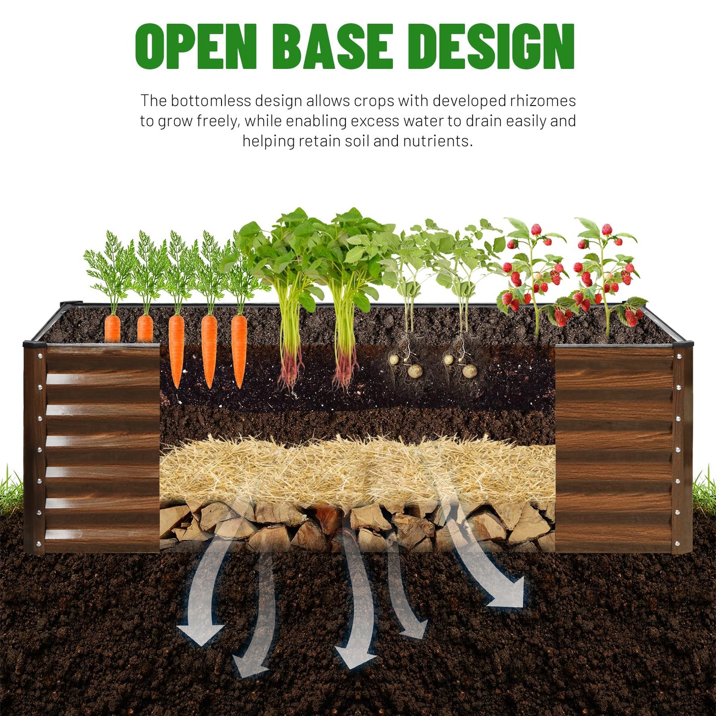 SnugNiture 2-Pack 6x2x2FT Galvanized Raised Garden Bed Kit, Metal Planter Box for Planting Plants Vegetables, Brown