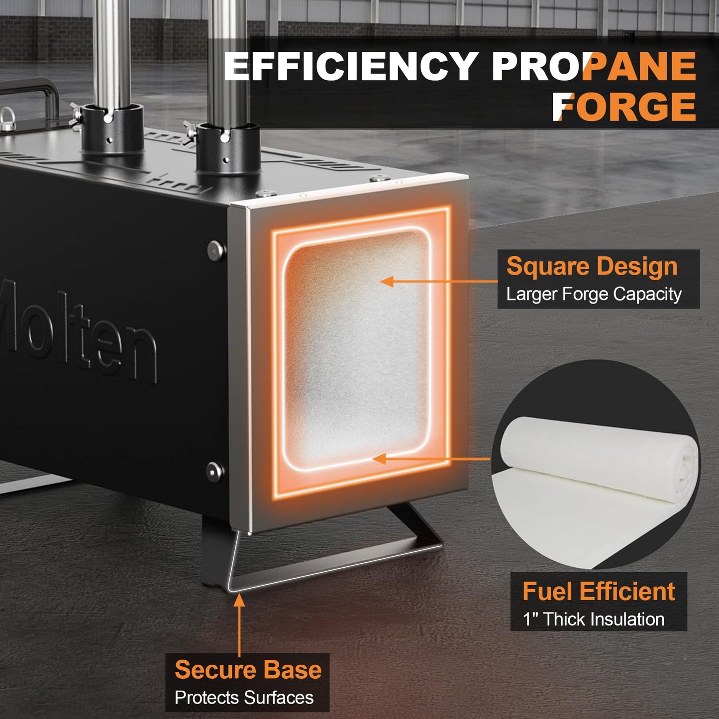 MMasters 2 Burner Propane Forge Kit – Square Mini Gas Forge with Base for Knife Making, Blacksmithing & Farrier Tools