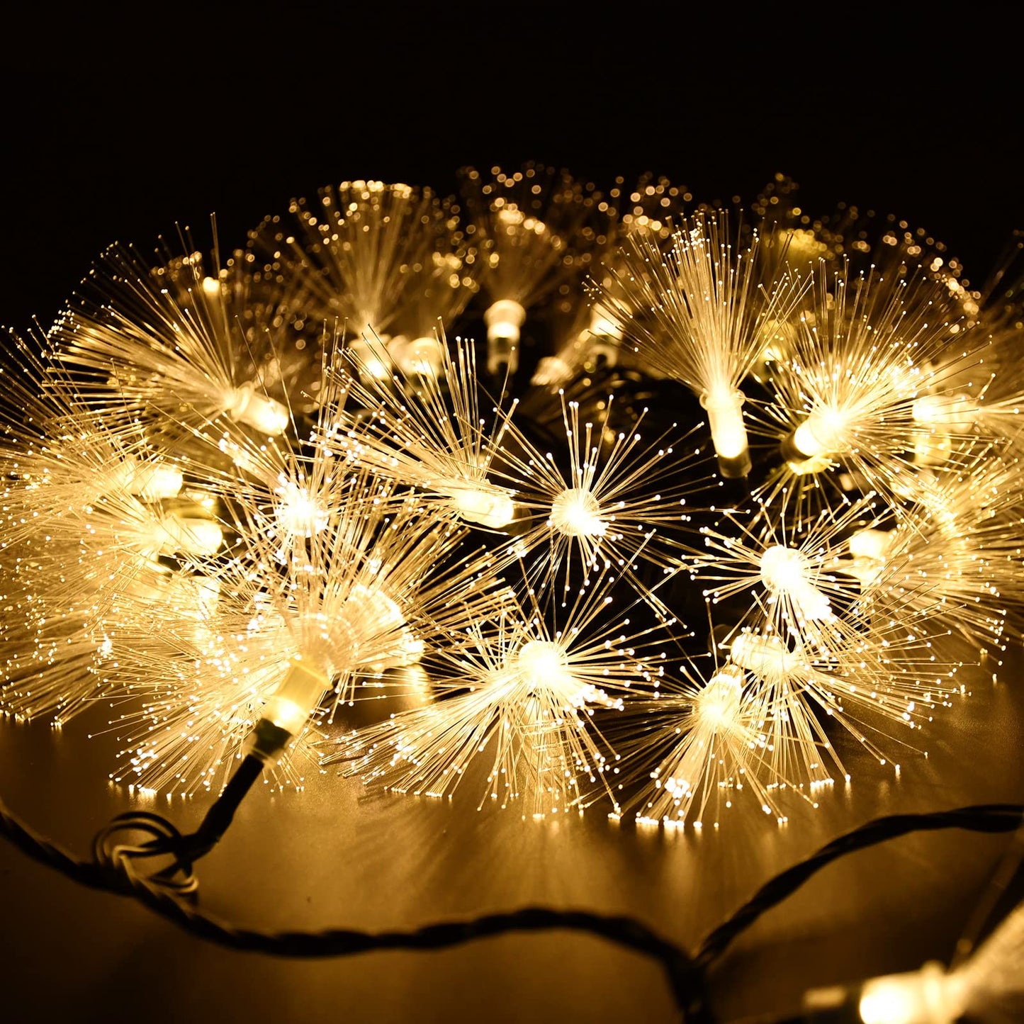 YOLIGHT 33FT Fiber Optic Fairy Lights 60 LED Starburst Firework String Lights Green Wire Christmas Lights for Indoor Outdoor Wedding, Christmas Tree, Garden, Patio, Party Decoration (Warm White)