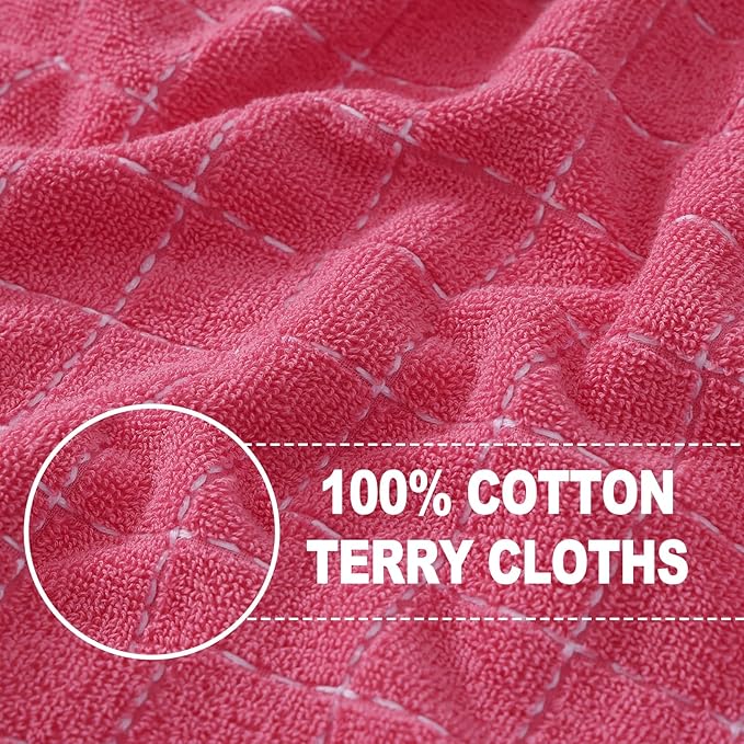 Homaxy 100% Cotton Terry Kitchen Towels, Checkered Designed, Soft and Super