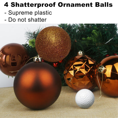 Bronze 4.0" Large Christmas Balls - Christmas Tree Decoration Ornaments Shatterproof Hanging Balls for Birthday Halloween Holiday Wedding Decorations Set of 4pcs