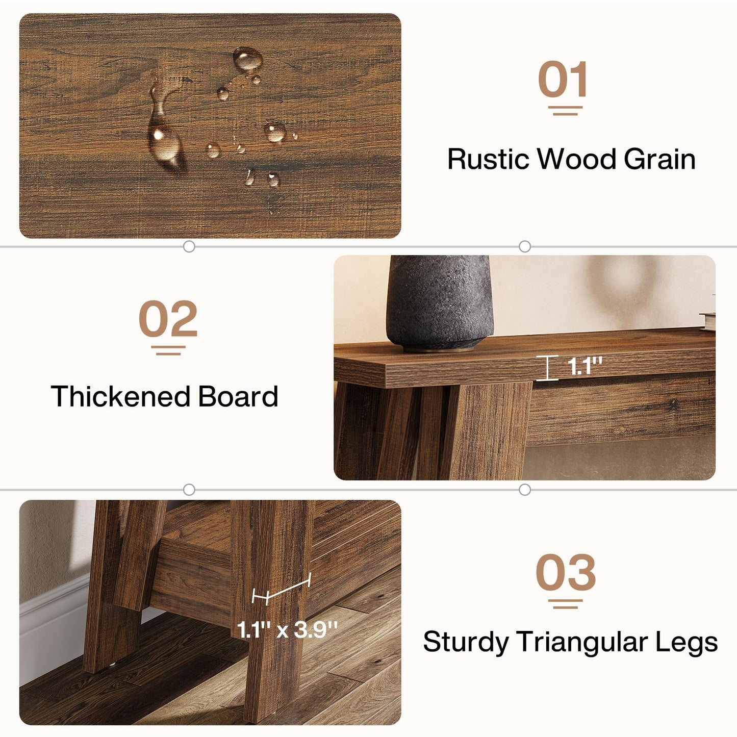 Tribesigns 41.3-Inch Farmhouse Entryway Table, 2-Tier Narrow Console Table Behind The Couch, Entryway Furniture with Storage for Small Spaces, Living Room, Hallway, Foyer, Rustic Brown