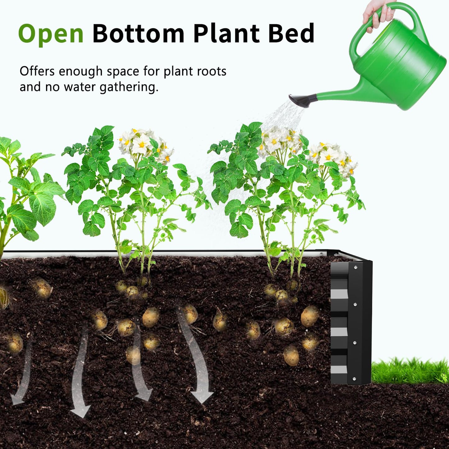 DoCred 3 in 1 Galvanized Raised Garden Bed, 2Pcs Garden Planter Box with 87" H Trellis for Climbing Plants, Outdoor Gardening Raised Beds with Climbing Net for Fruits, Vegetables, Flower (Black)