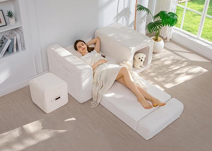 MAXYOYO Folding Sofa Couch, Convertible Floor Sofa