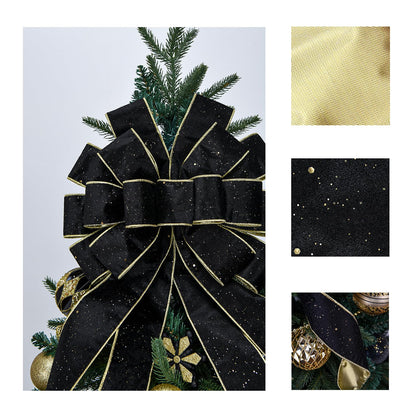 BUVANE Christmas Tree Topper,48x13 Inches Velvet Toppers Bow,Large Decorative Bows for Christmas Decoration (Black)