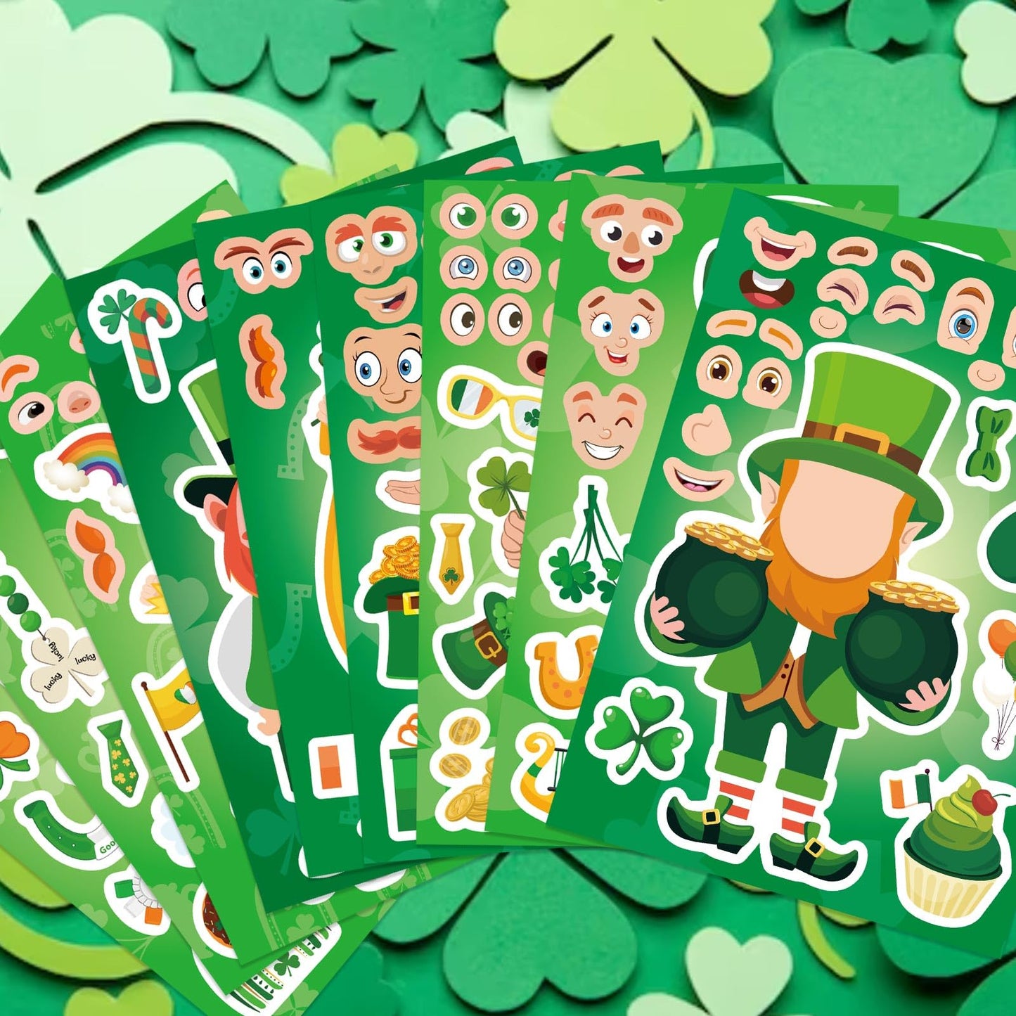 27 Sheets St. Patrick's Day Stickers for Kids Toddlers, Make a Face Stickers, Make Your Own Stickers DIY Saint Patrick Irish Stickers for St. Patrick's Day Craft Party Favor Decorations