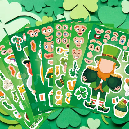 27 Sheets St. Patrick's Day Stickers for Kids Toddlers, Make a Face Stickers, Make Your Own Stickers DIY Saint Patrick Irish Stickers for St. Patrick's Day Craft Party Favor Decorations