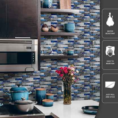 Art3d 10-Sheet Premium Self-Adhesive Kitchen Backsplash Tiles in Marble,30 * 30cm