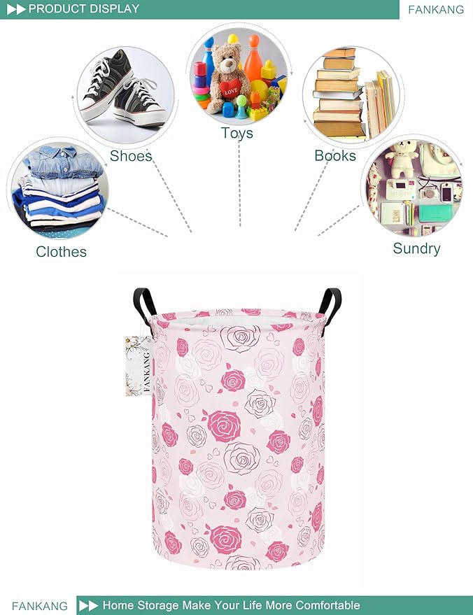 FANKANG Storage Basket, Nursery Hamper Canvas Laundry Basket Foldable