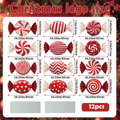 B‌oGlowHaven 12ct Candy Christmas outdoor Decorations‌ Birthday Decorations Waterproof Corrugated Cardboard Yard Signs with 24 Plastic Stakes 17 inch Holiday Pathway Decor for Garden Walkway and Party