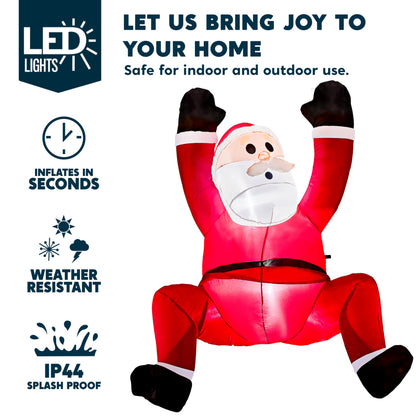 Joiedomi 6 FT Hanging Christmas Inflatables Decoration, Christmas Inflatable Climbing Santa with Build-in LED, Blow Up Santa Yard Decoration for Xmas Party, Roof, Outdoor, Garden, Lawn Decor