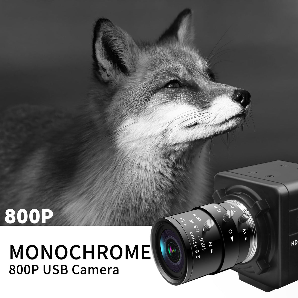 QILOVE Global Shutter USB Camera – 800P Monochrome Ultra High Speed 640fps[120/210/420fps Modes] – Manual Focus 2.8-12mm CS Lens – Compatible with Raspberry Pi, Linux, Mac & Windows