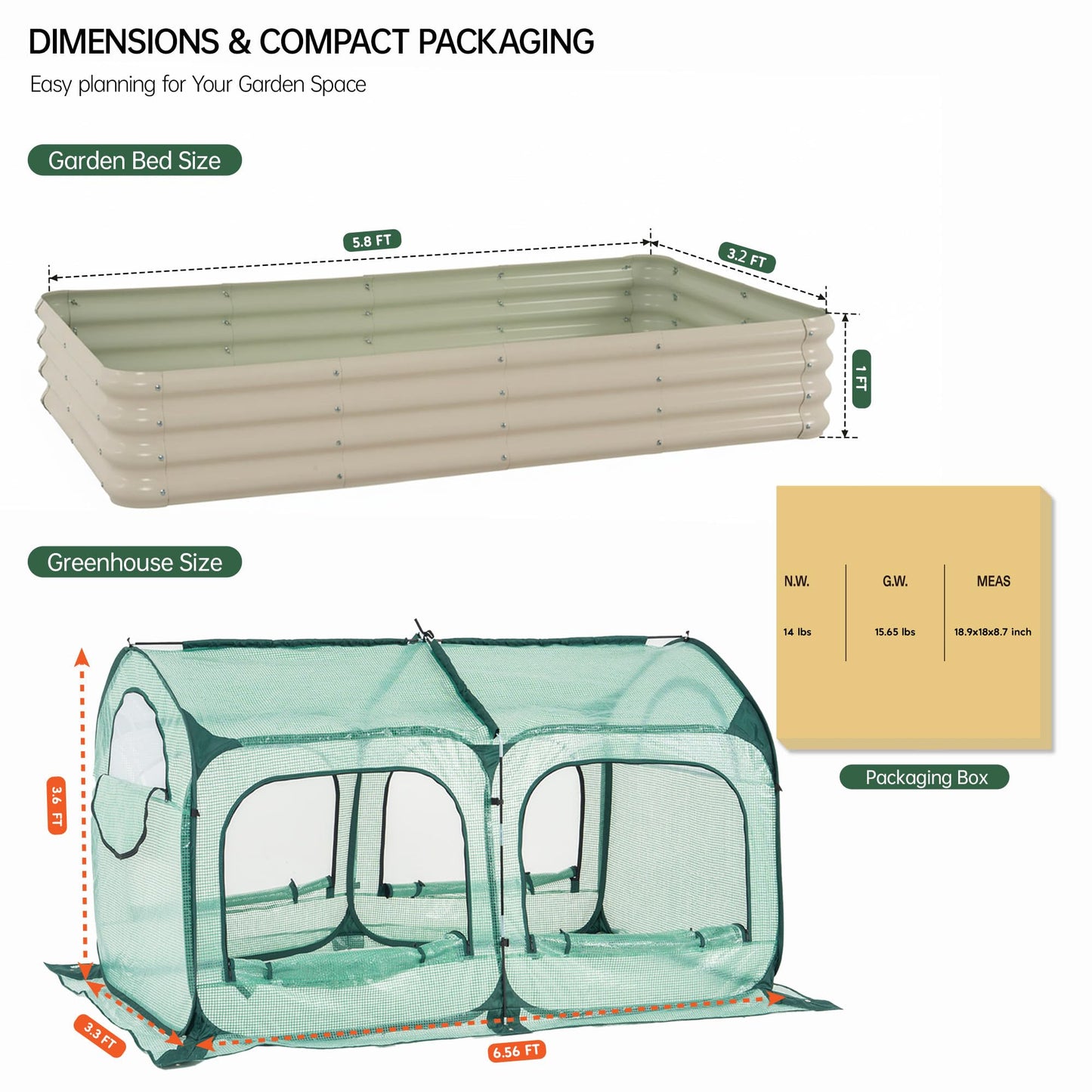 Pop up Tunnel Greenhouse Cover 78.7" L x 39.4" W Plant Tent with 6x3FT Riased Garden Bed Set ,Gardening Flower Sunshine Room with Mesh Windows,Backyard PE Cover for Cold Frost Protector