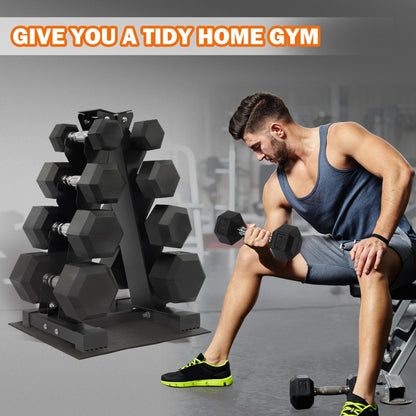Fitvids Fitvids Rubber Coated Hex Dumbbell Weight Set and Storage Rack, 100LBS, 150LBS or 200LBS Set, 5-20 lbs, 5-25 lbs, 10-30 lbs Pairs